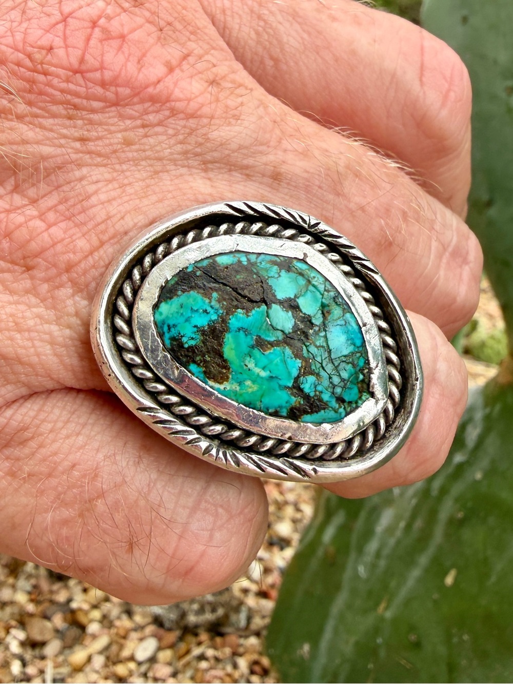Vintage Old Pawn Turquoise Ring Mens Sz 12 26g Sterling Large Navajo Native Big